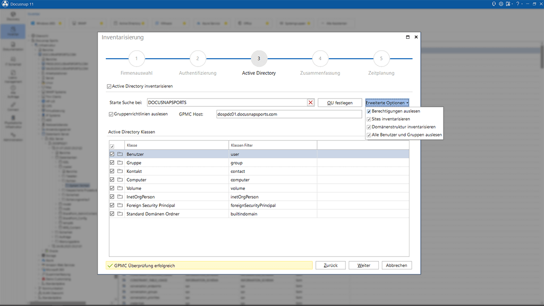 Screenshot Active-Directory-Inventarisierung