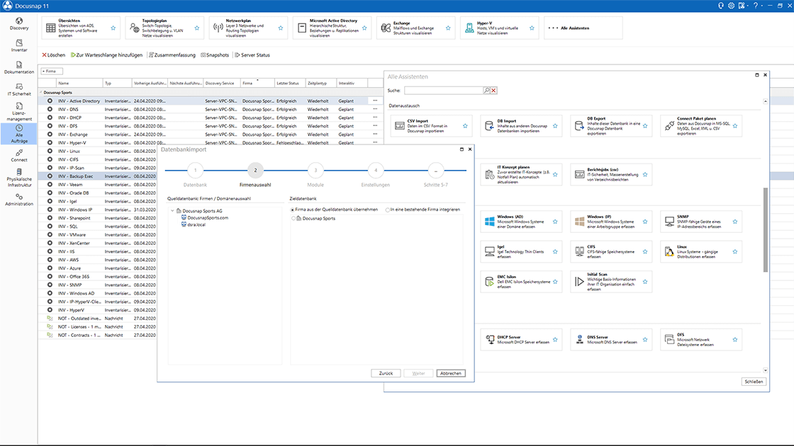 Screenshot Datenbank-Import