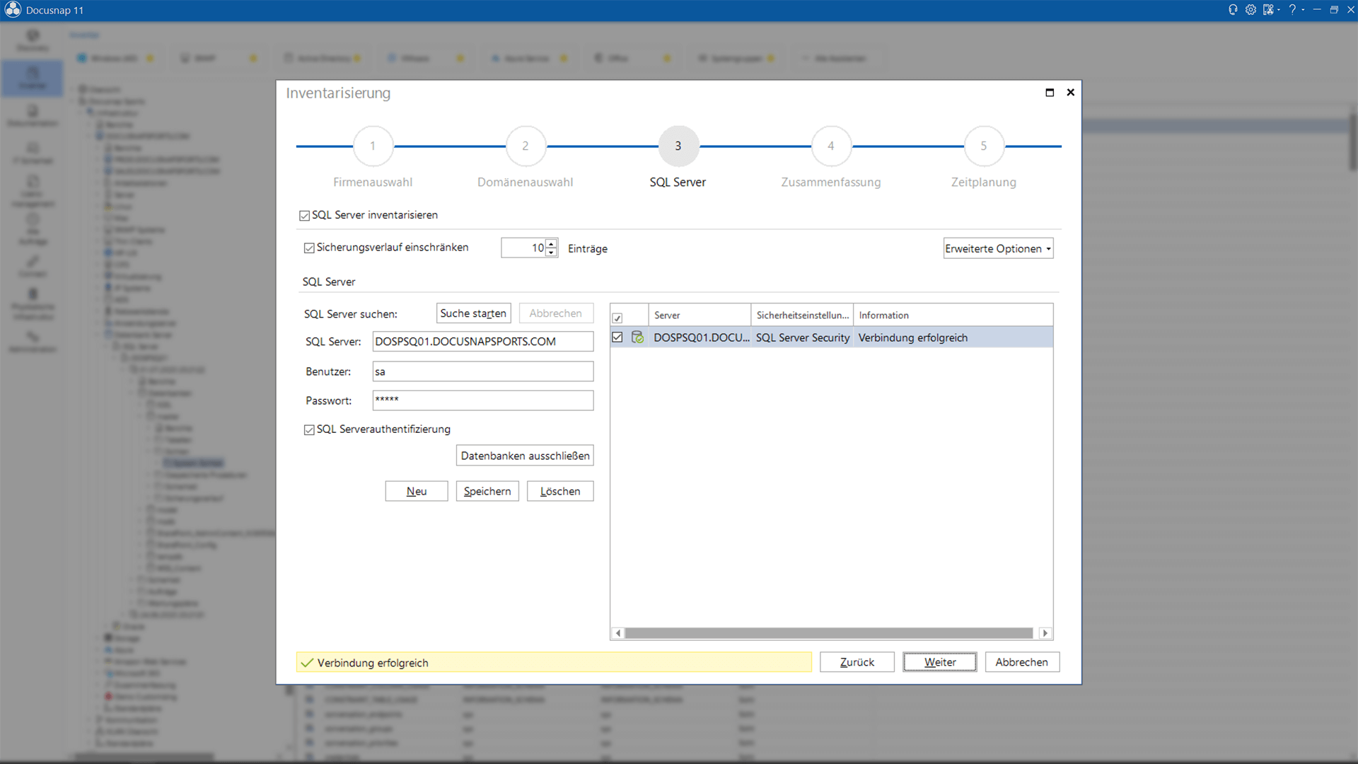 Screenshot: Microsoft SQL Server-Inventarisierungsassistent