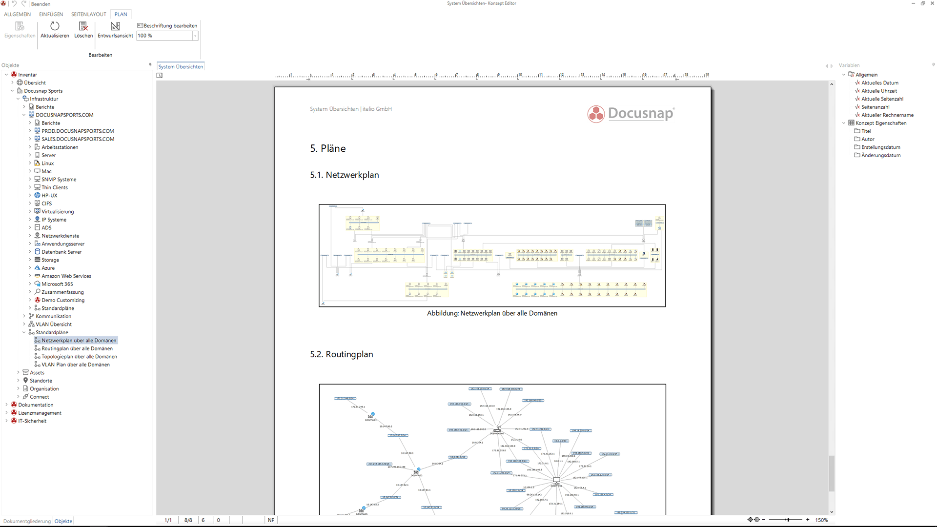 Screenshot: Konzepterstellung mit Diagrammen und Netzwerkplänen