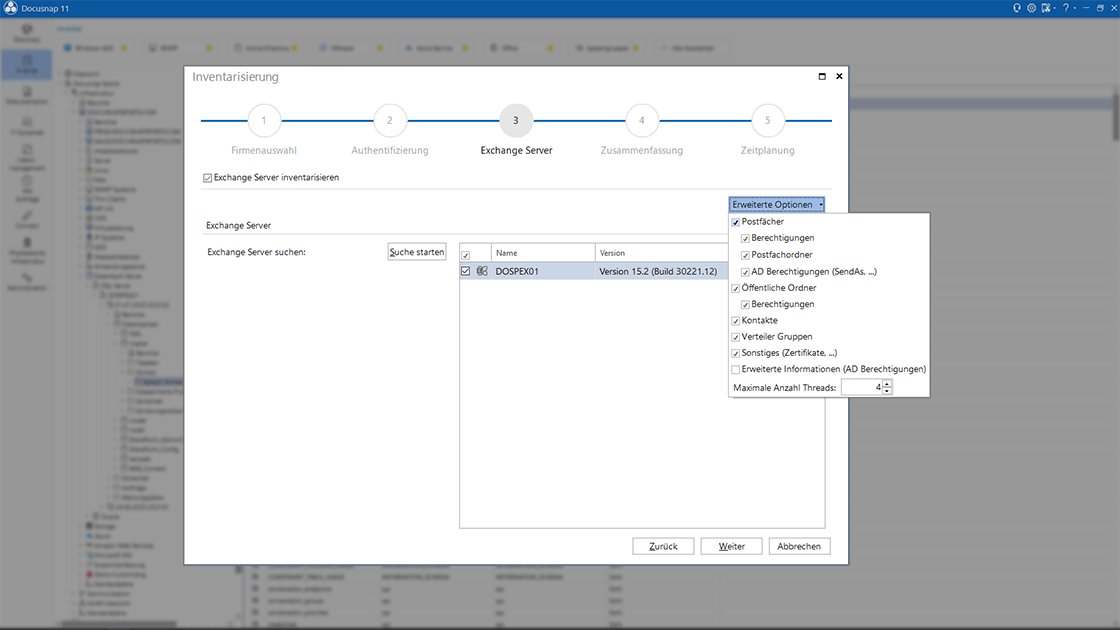 Screenshot Exchange-Inventarisierung Inventarisierungsassistent