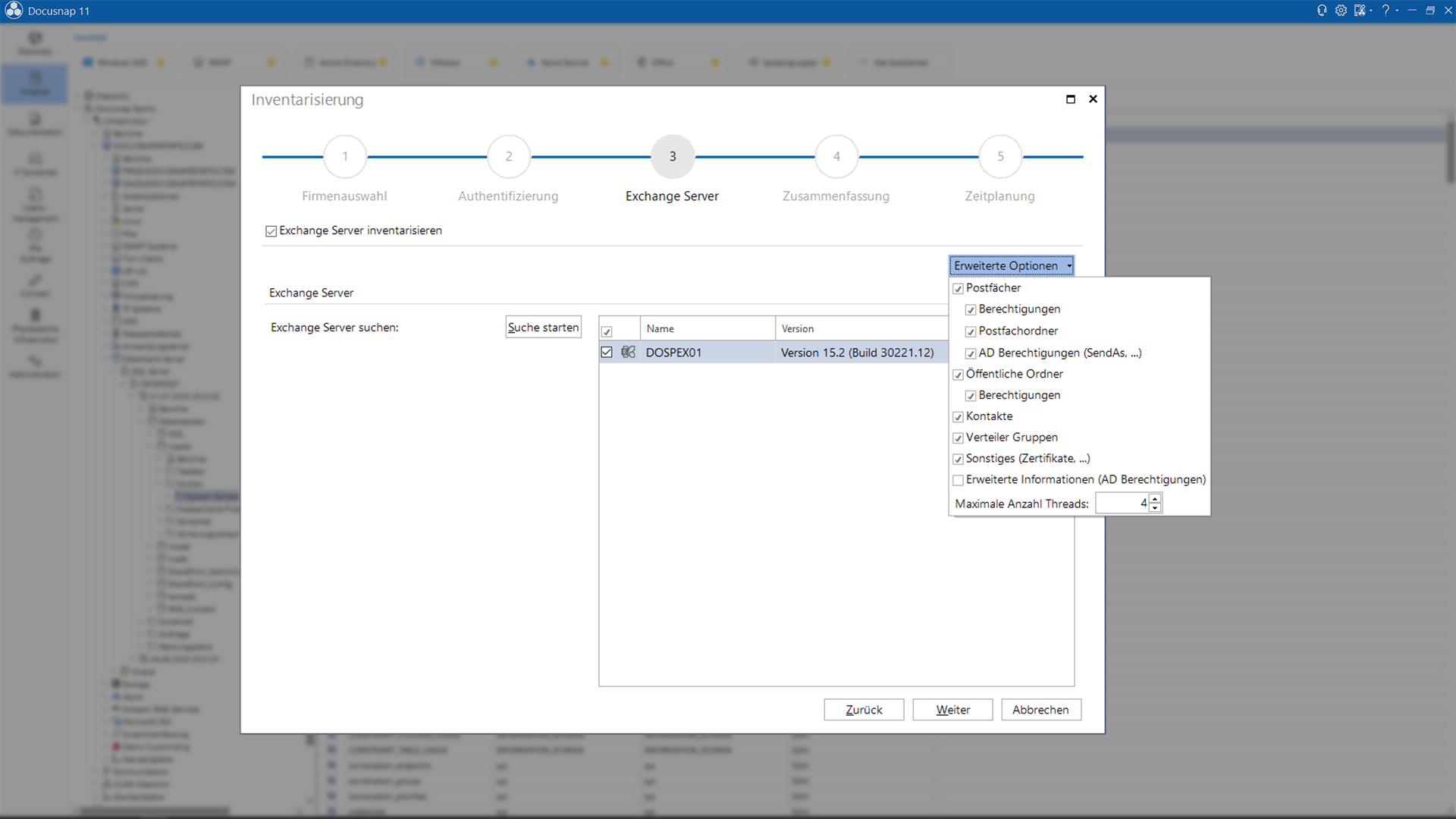 Screenshot: IT-Inventarisierung des Exchange-Servers