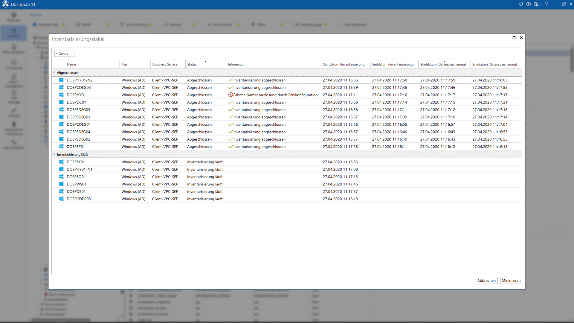 Screenshot: Assistent Windows-Inventarisierung