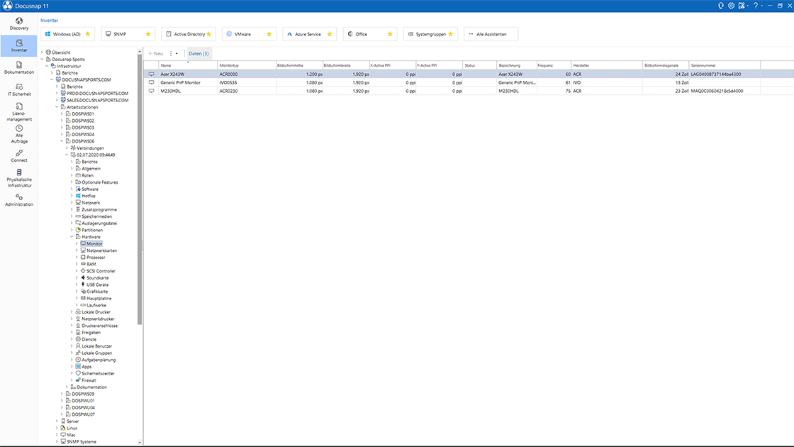 Screenshot Systemdaten Netzwerk-Inventarisierung