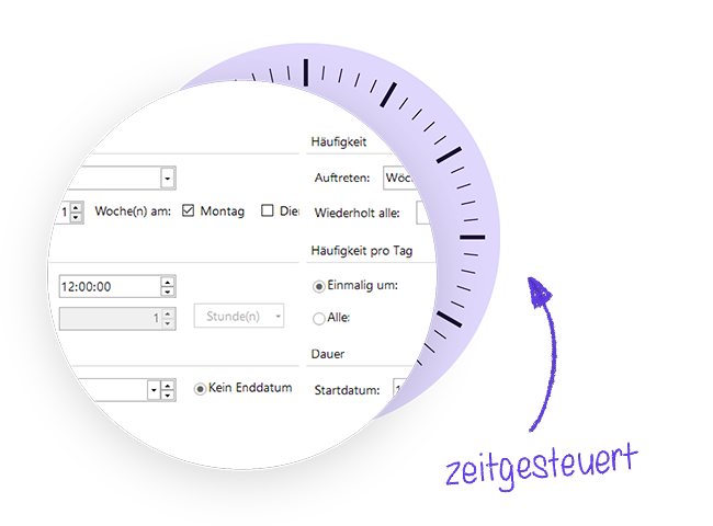 Grafische Darstellung zur automatischen und zeitgesteuerten Inventarisierung mit der Software Docusnap.