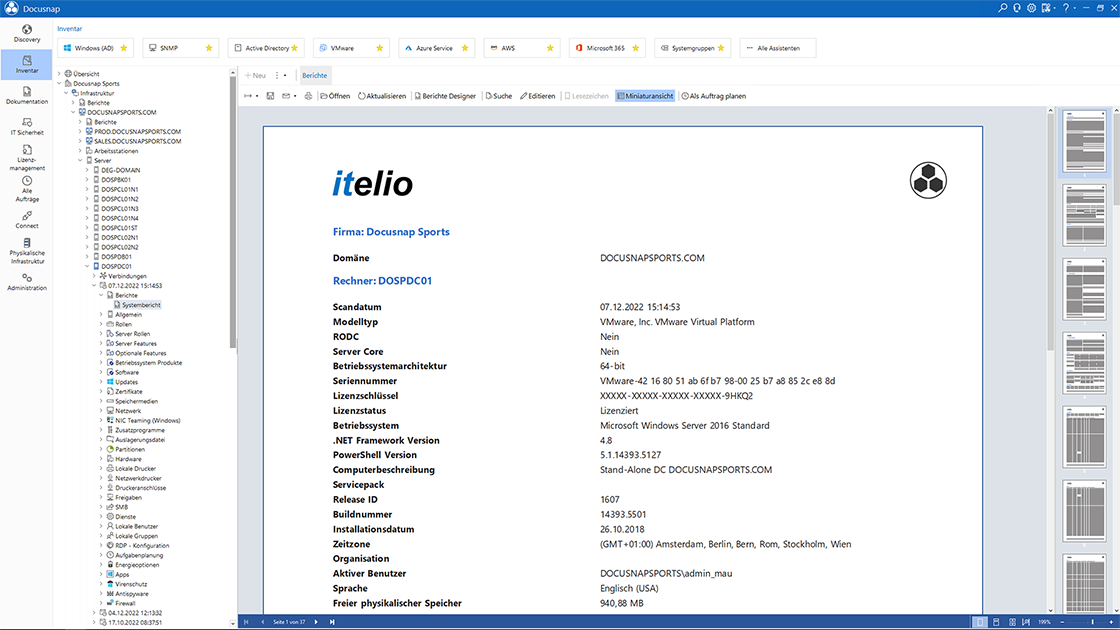 Screenshot Bericht Windowsserver