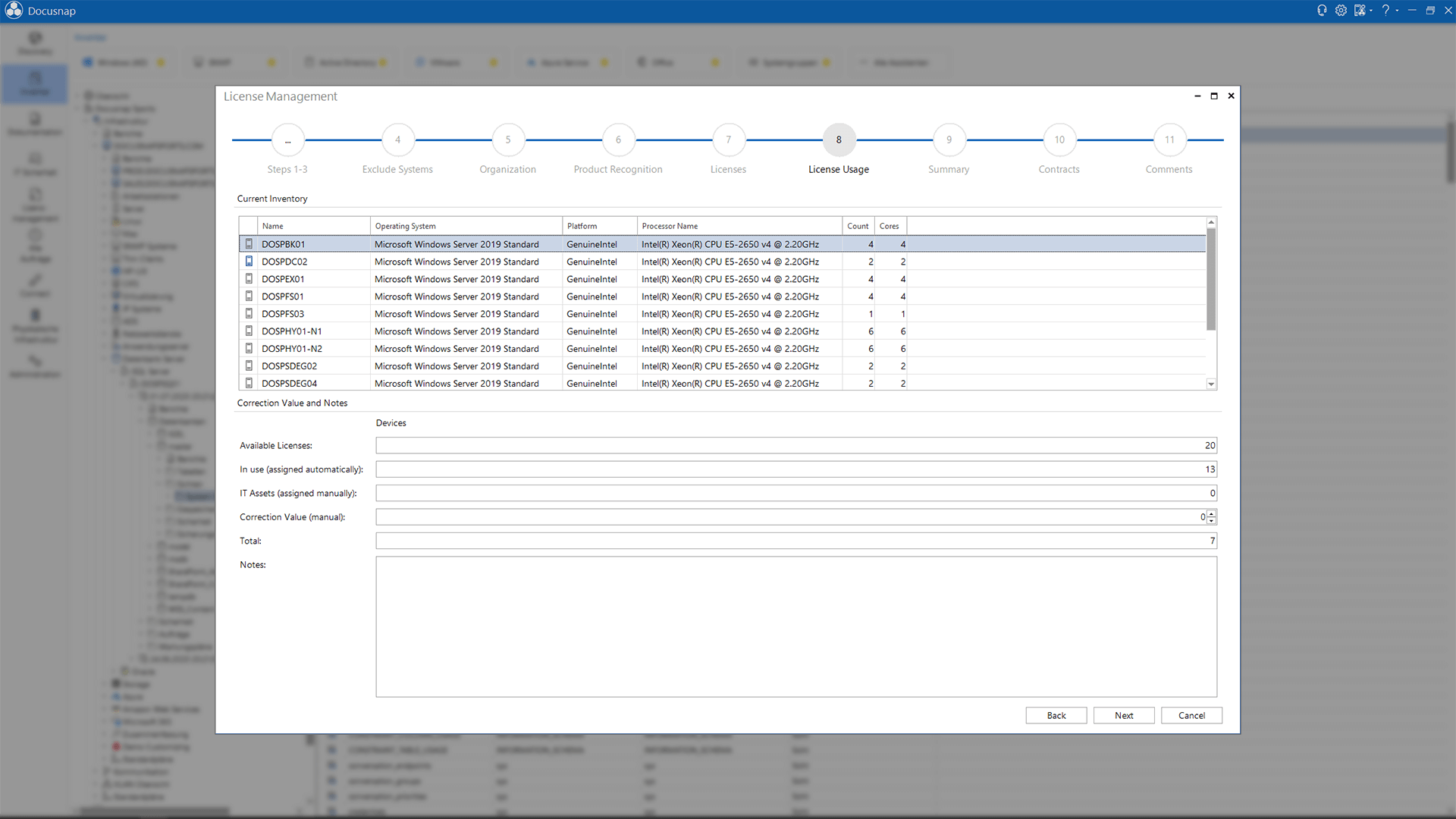 Screenshot: Wizard for entering software agreements in the License Management module