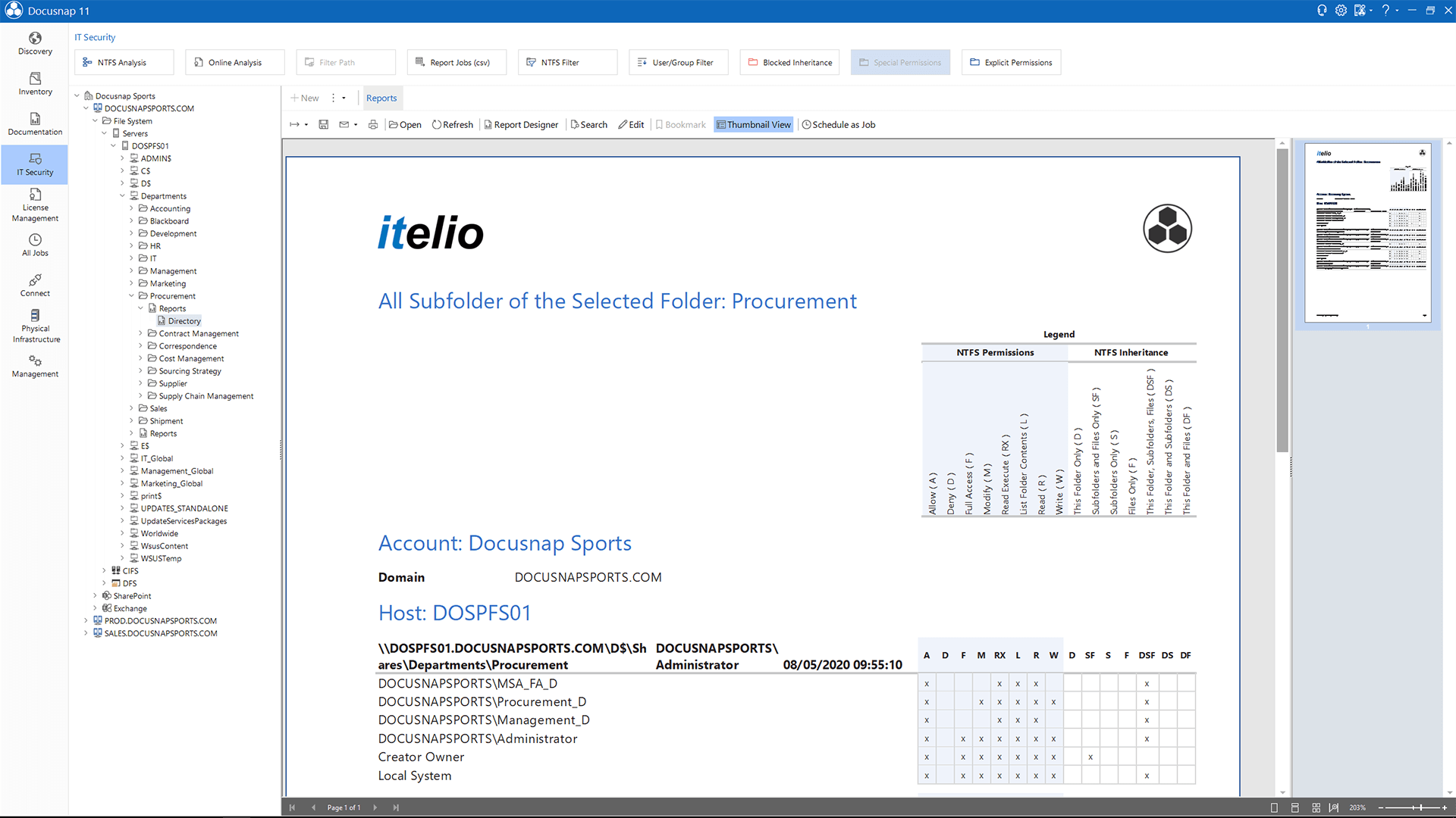 Screenshot: Report showing all users who have access to particular directory resources