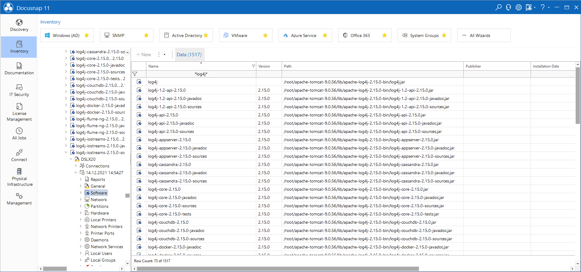 Docusnap Software Overview System