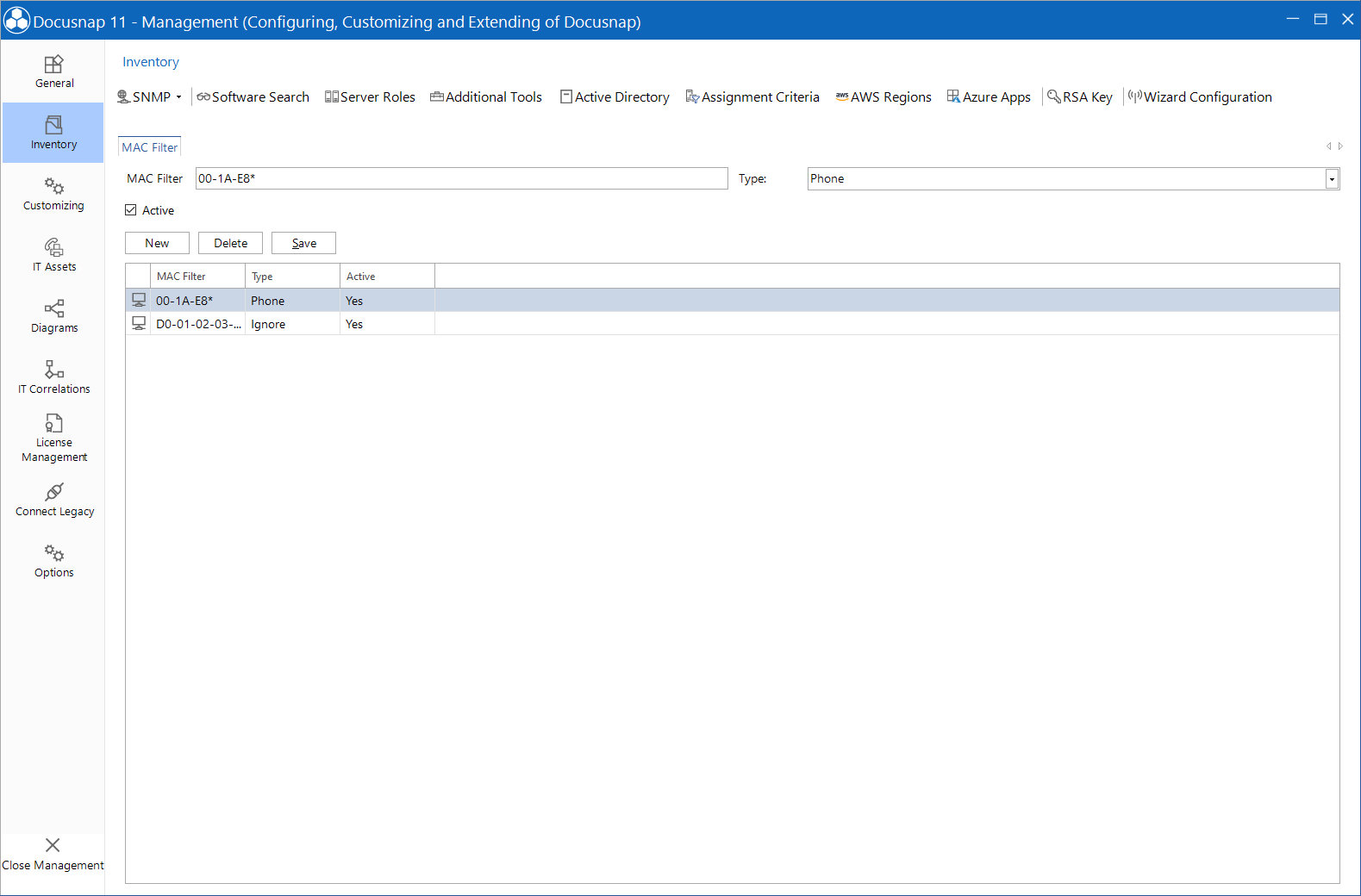 Docusnap-Management-Inventory-MAC-Filter
