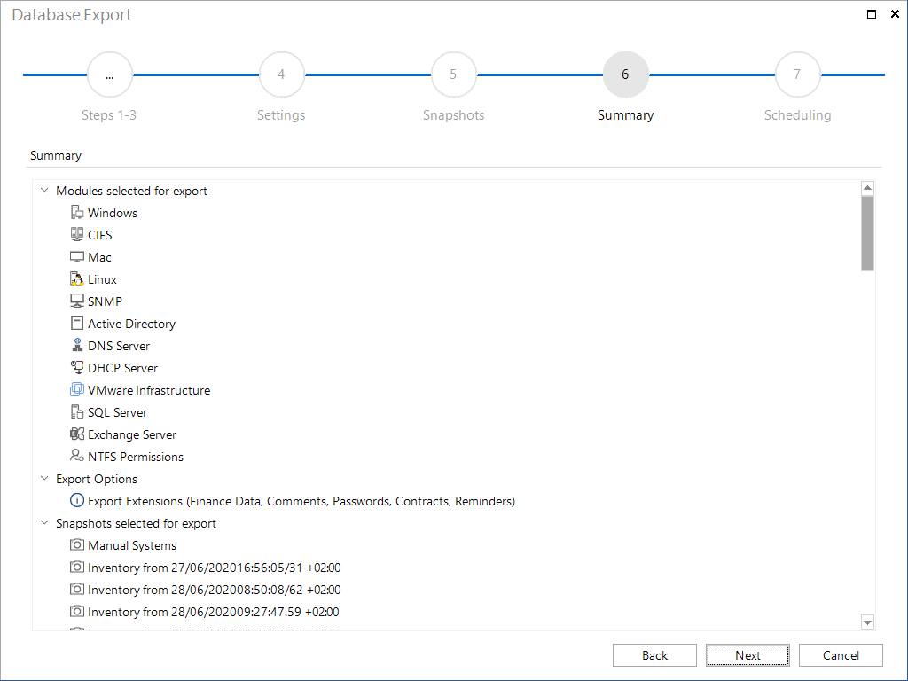 Docusnap-Database-Export-Summery