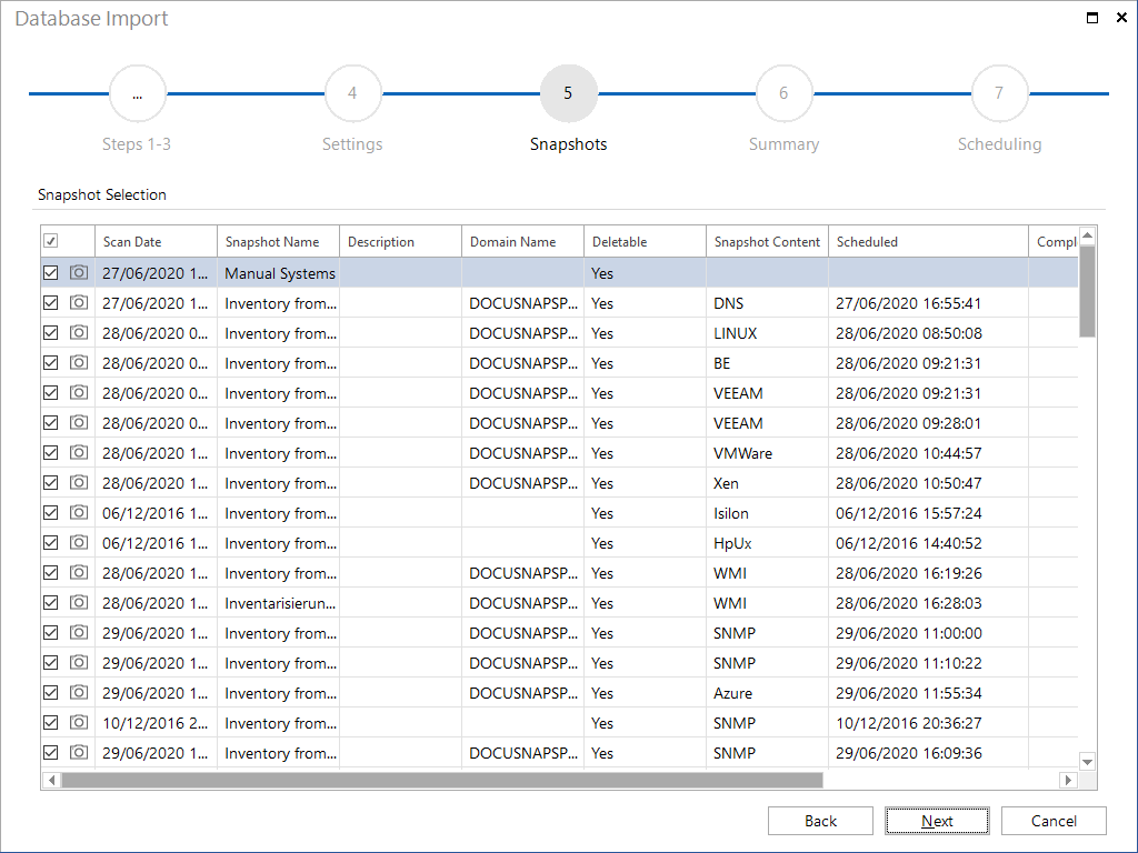 Docusnap-Database-Import-Snapshots