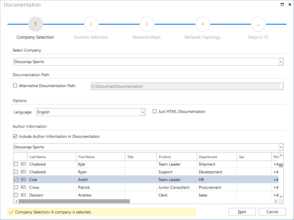 Docusnap-Documentation-Company-Selection