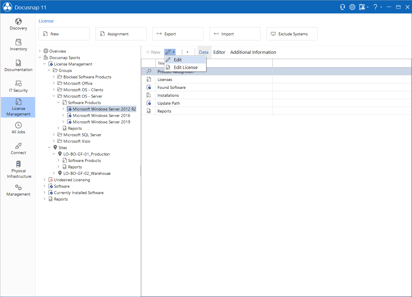 Docusnap-License-Management-Edit-Software-Product