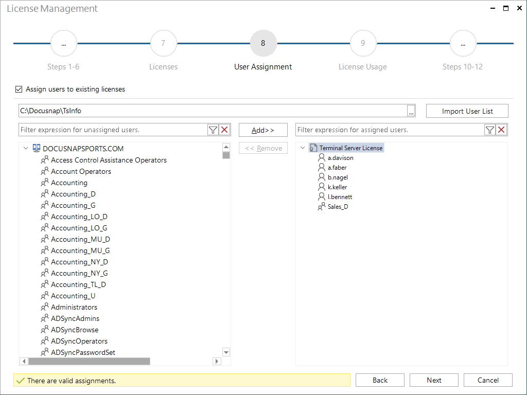 Docusnap-License-Management-User-Assigned-Import-User-List