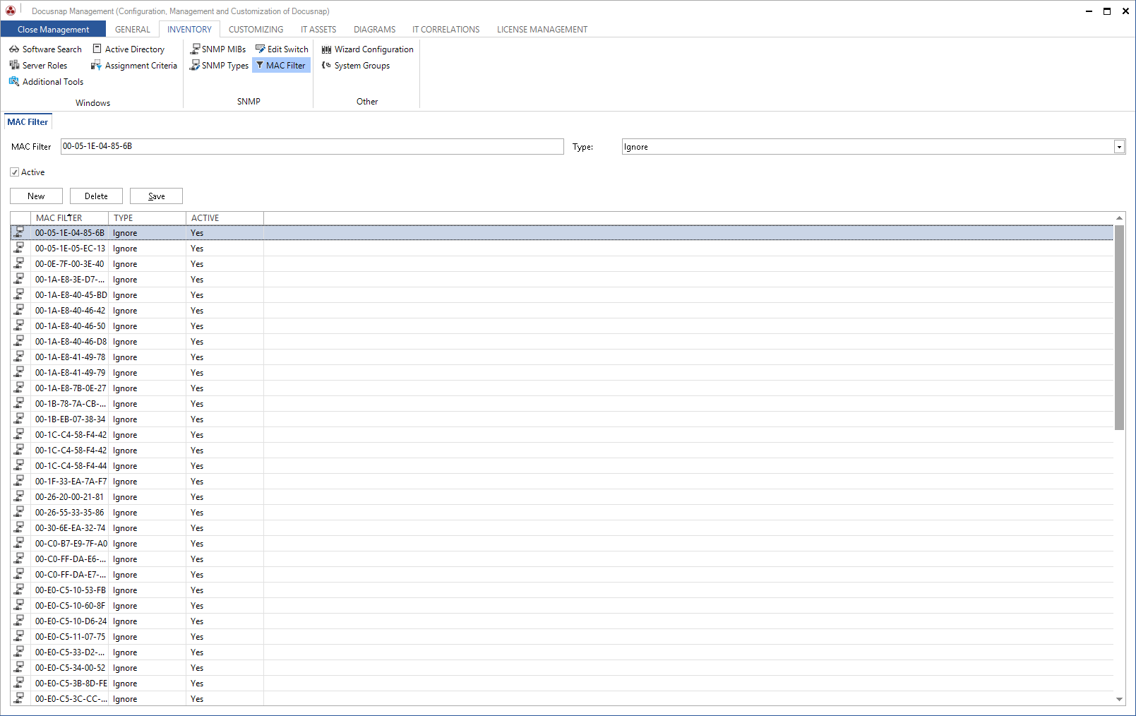 Docusnap-Management-Inventory-MAC-Filter