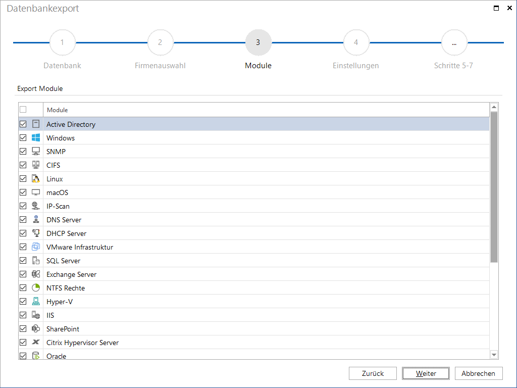 Docusnap-Datenbankexport-Module