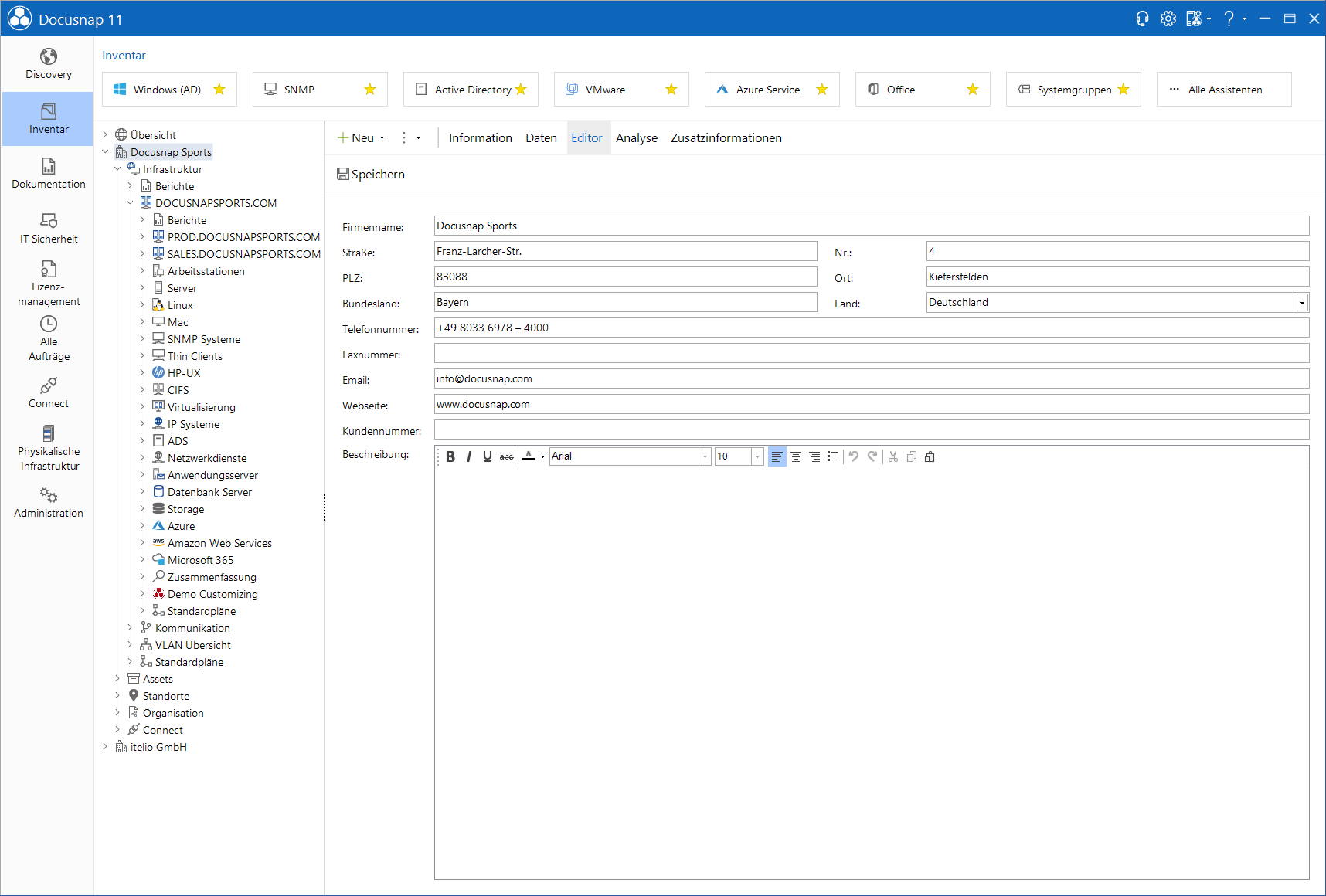 Docusnap-Datenexplorer-Firma-Editieren