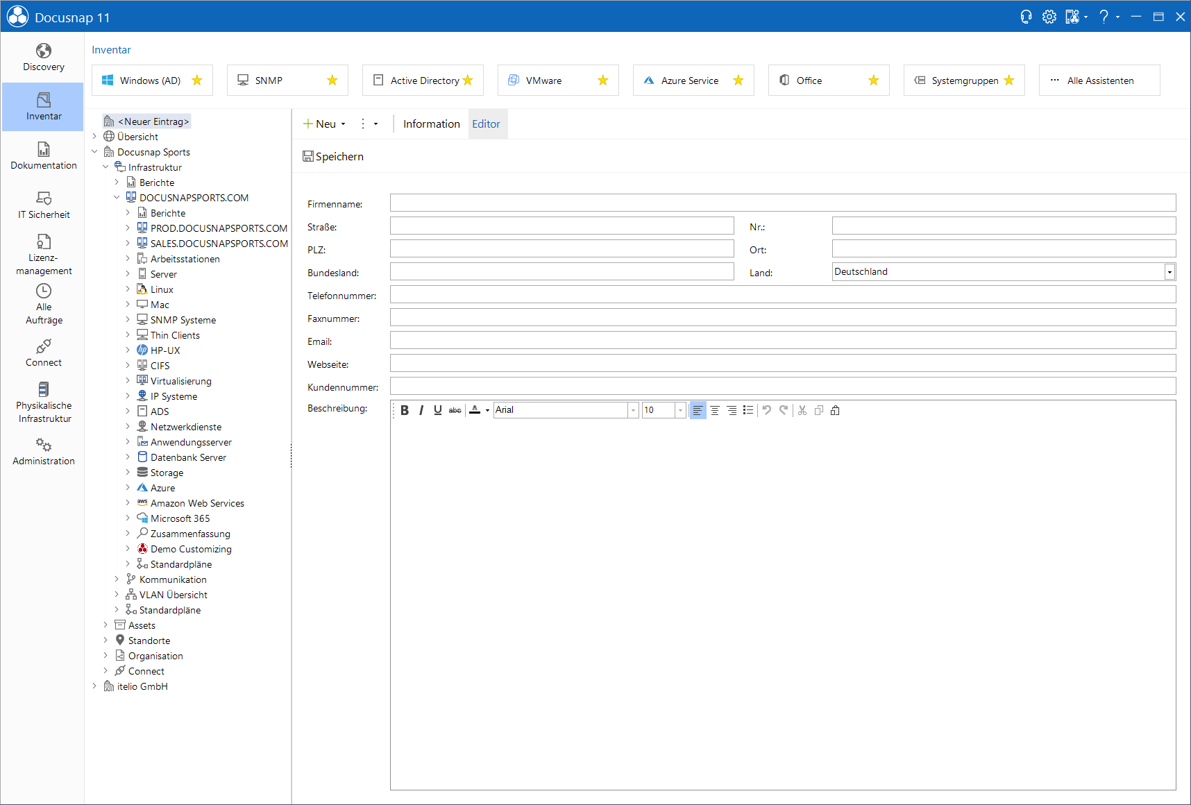 Docusnap-Datenexplorer-Firma-Erstellen