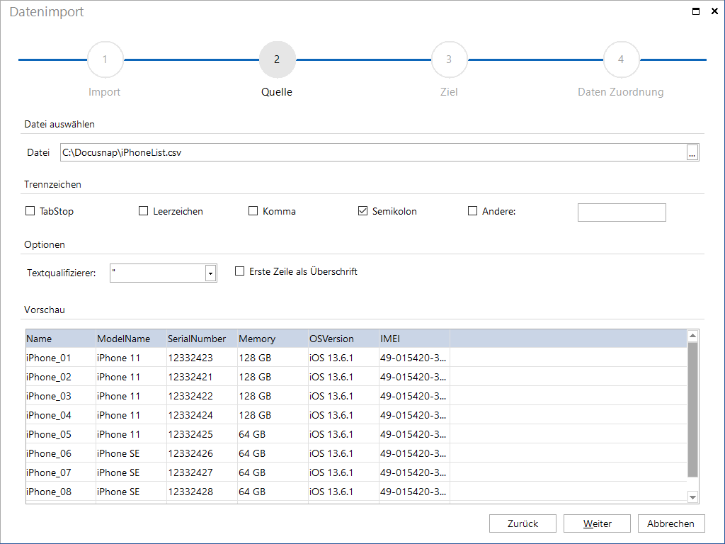 Docusnap-Datenimport-Quelle