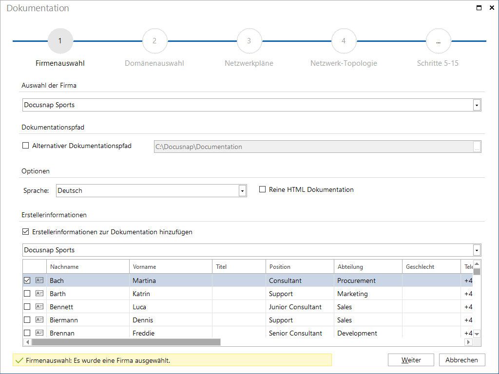 Docusnap-Dokumentation-Firmenauswahl