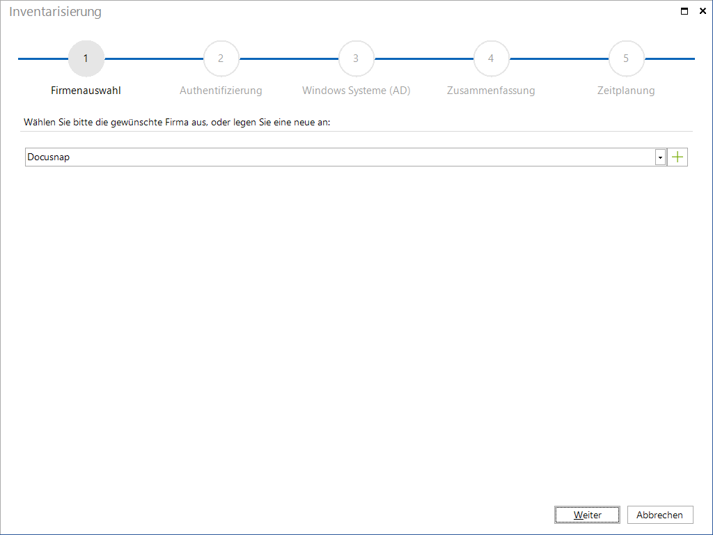 Docusnap-Inventarisierung-Firmenauswahl