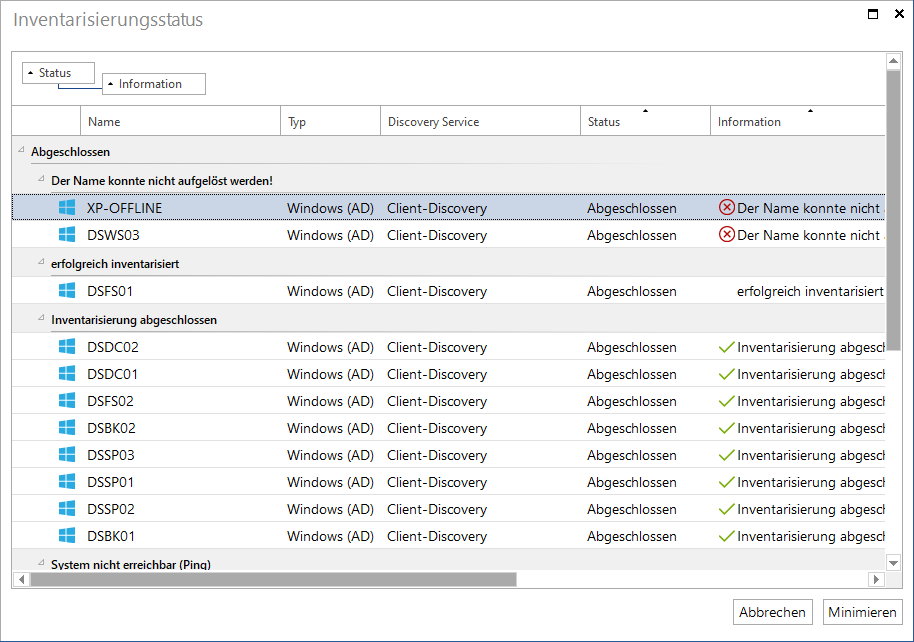 Docusnap-Inventarisierung-Status-Gruppiert