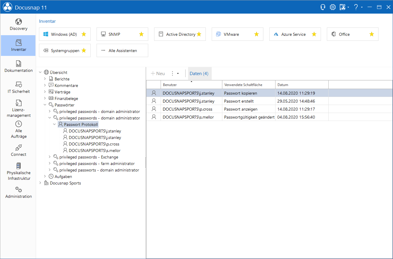 Docusnap-Organisation-Passwort-Log