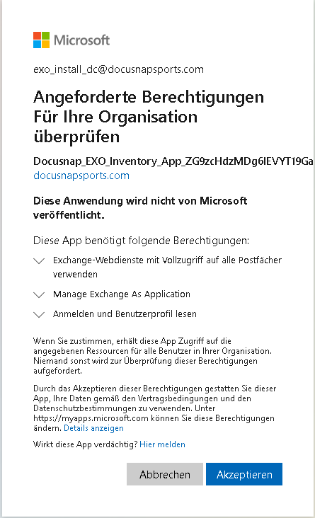 Docusnap-Administration-Exchange-Online-Akzeptieren