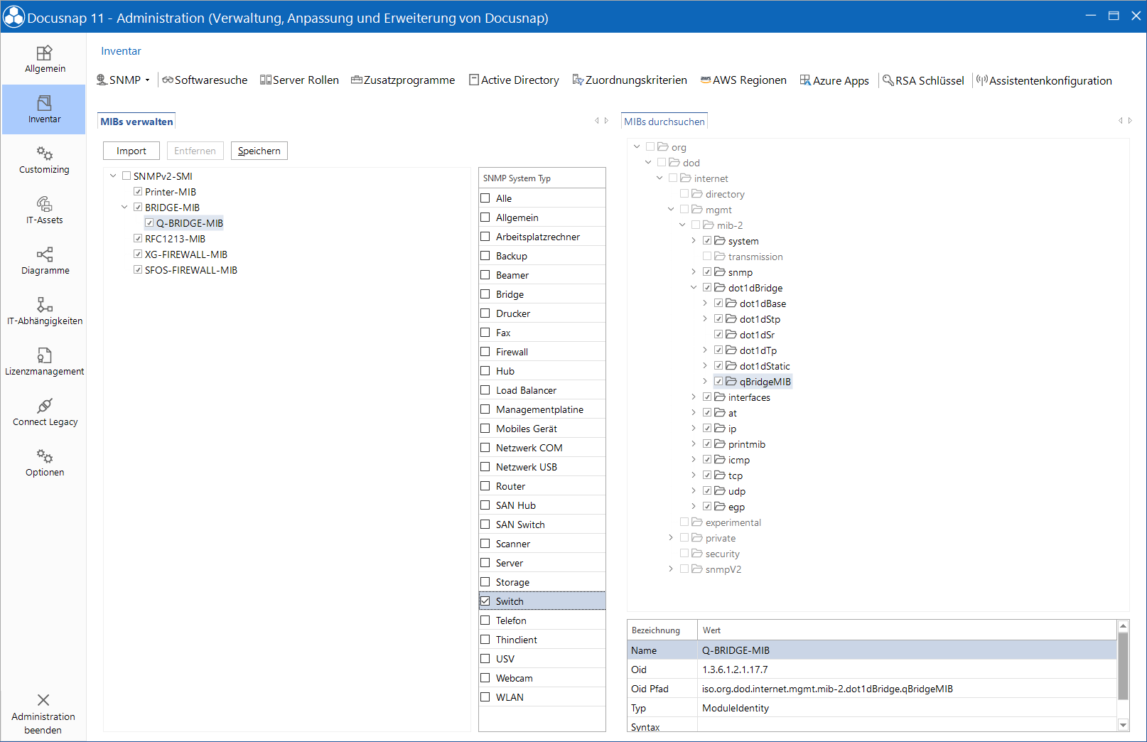 Docusnap-Administration-Inventar-SNMP-Mibs