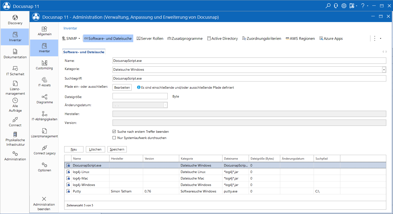 Docusnap-Administration-Inventar-Softwaresuche