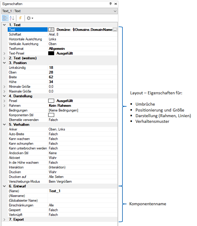 Docusnap-Berichte-Designer-Eigenschaften