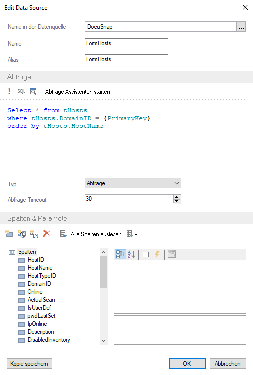 Docusnap-Berichte-Dialog-Datenquelle