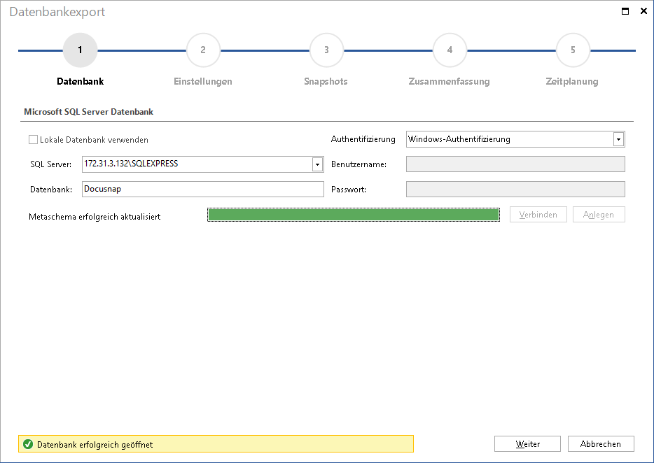 Docusnap-Datenbankexport-Datenbank