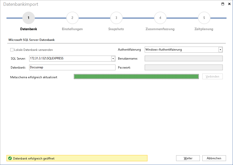 Docusnap-Datenbankimport-Datenbank