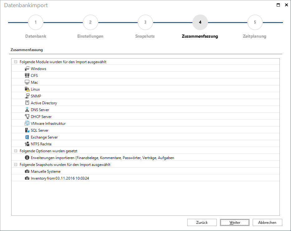 Docusnap-Datenbankimport-Zusammenfassung