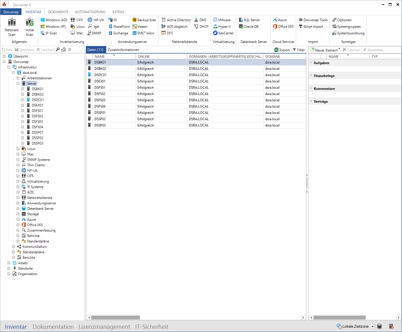 Docusnap-Datenexplorer-Daten