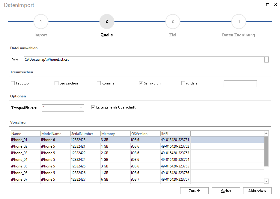 Docusnap-Datenimport-Quelle