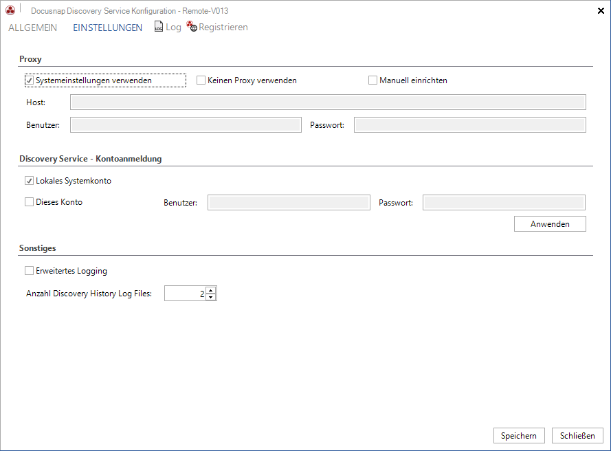 Docusnap-Discovery-Service-Einstellungen