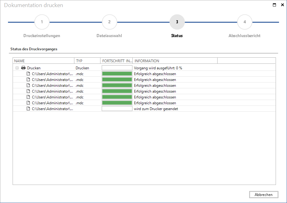 Docusnap-Dokumentation-Drucken-Status