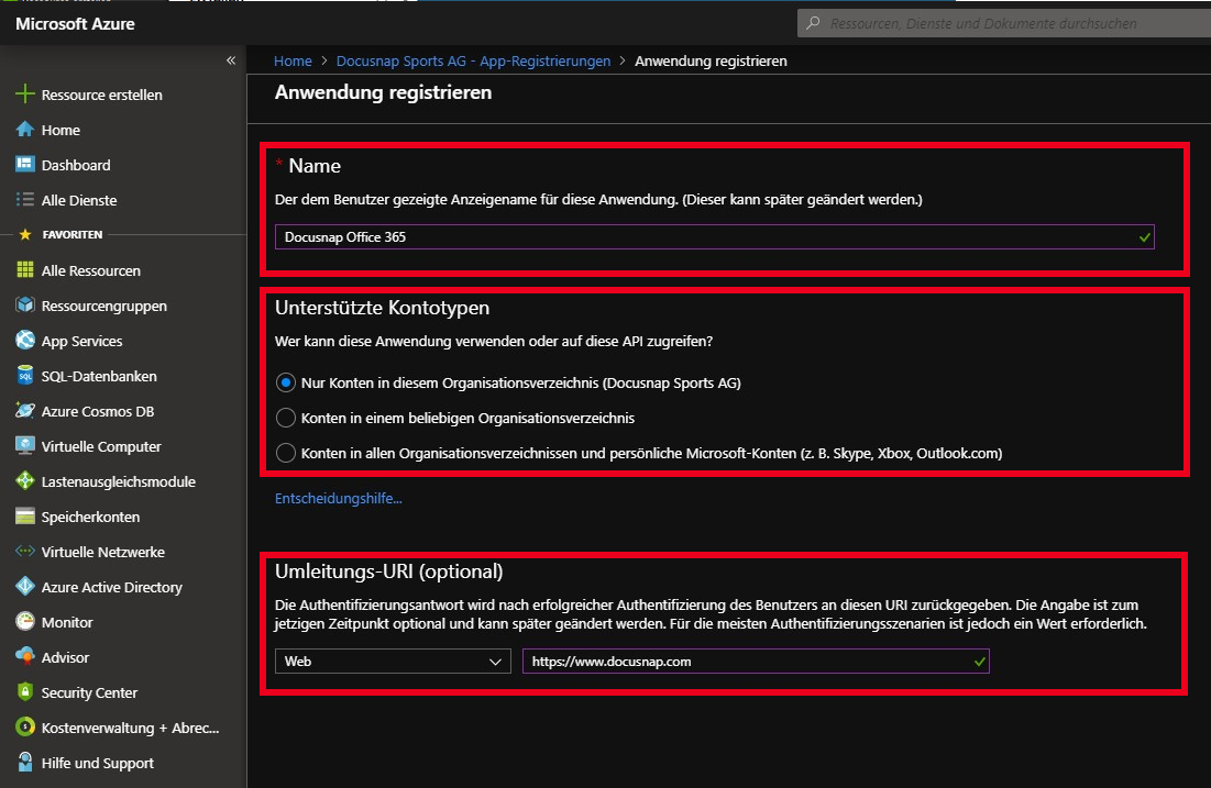Docusnap-Inventarisierung-Azure-Vorbereitung-Office365-Anwendung-anlegen