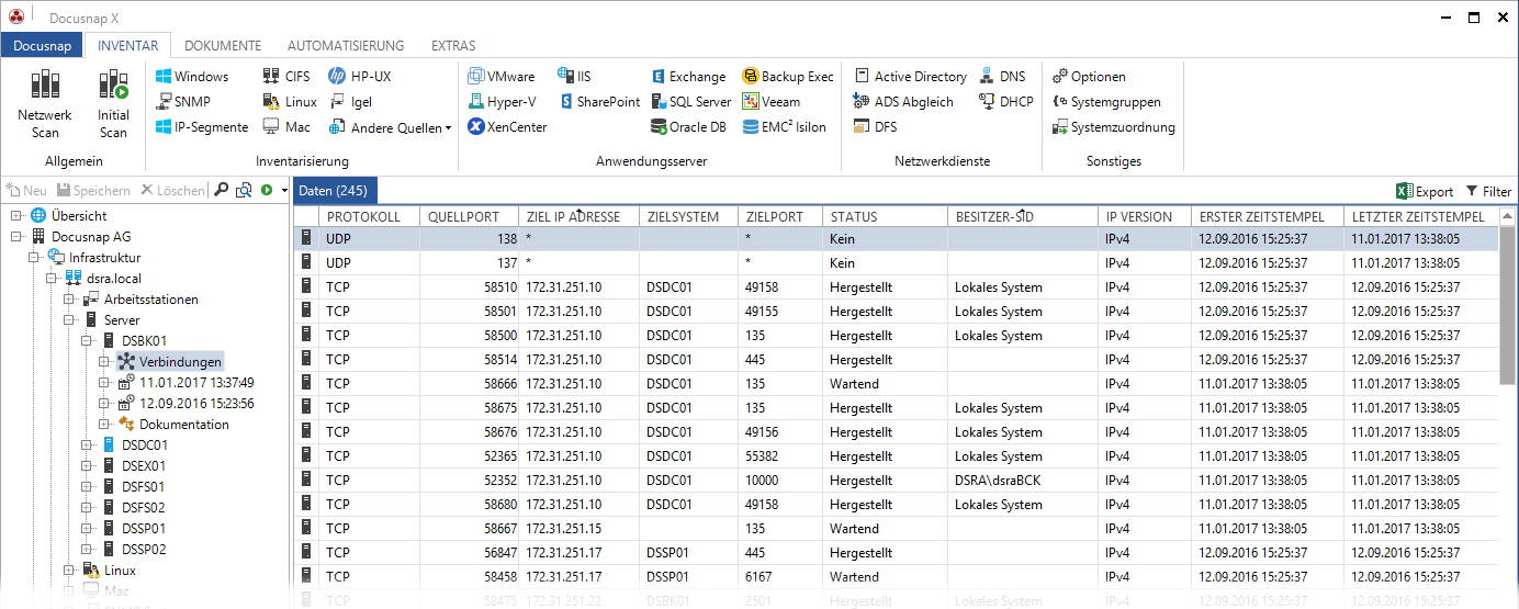 Docusnap-Inventarisierung-Kommunikationspfade-System