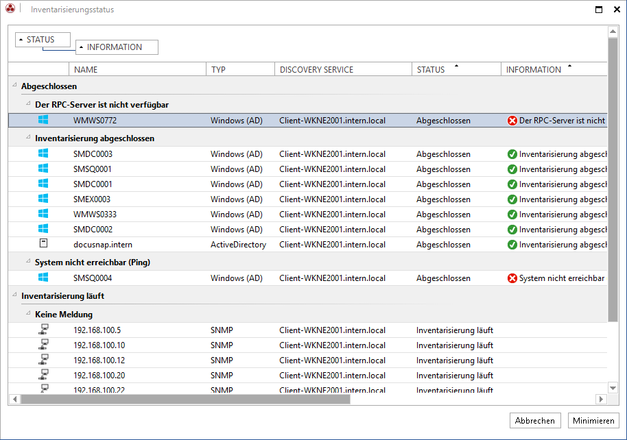 Docusnap-Inventarisierung-Status-Gruppiert