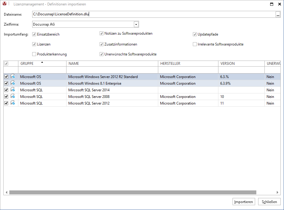 Docusnap-Lizenzmanagement-Definition-importieren