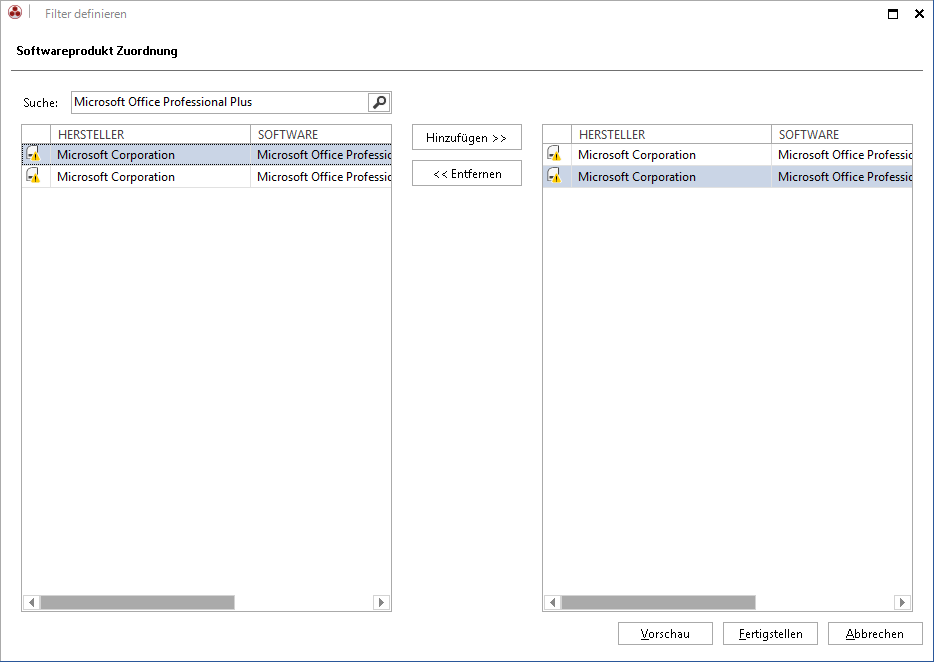 Docusnap-Lizenzmanagement-Softwareliste