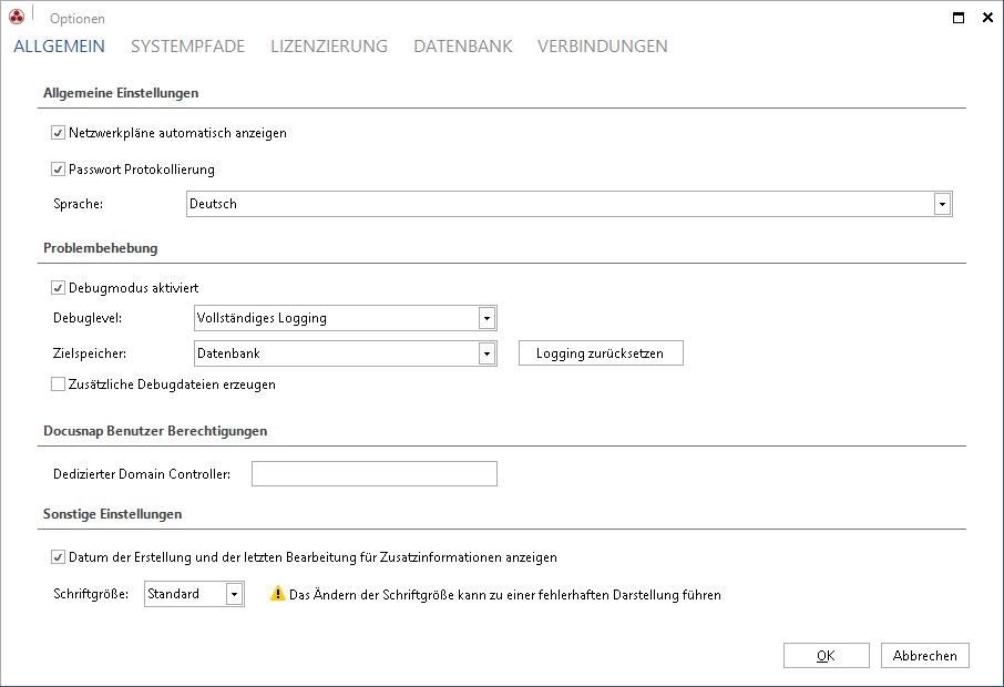 Docusnap-Optionen-Allgemein