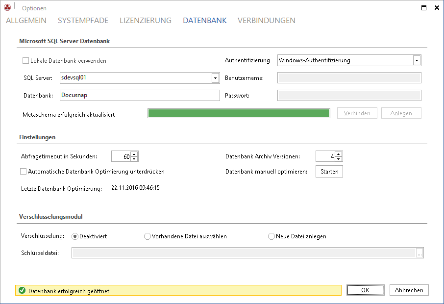 Docusnap-Optionen-Datenbank-SQL