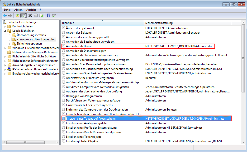 Docusnap-Server-Sicherheitsrichtlinie