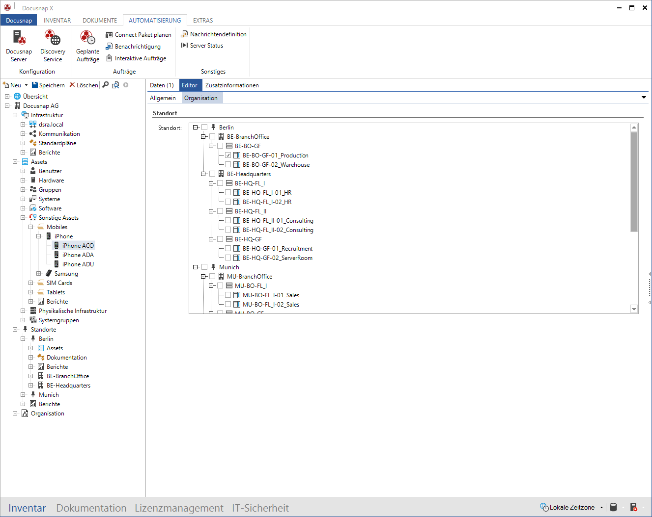 Docusnap-Standorte-ITAssets-Zuordnung