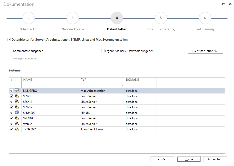 Docusnap-Dokumentation-Systemgruppen-Datenblätter